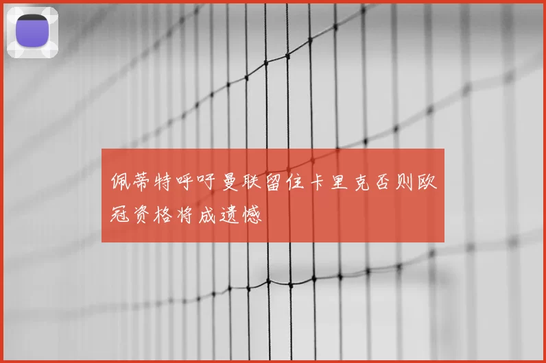 佩蒂特呼吁曼联留住卡里克否则欧冠资格将成遗憾